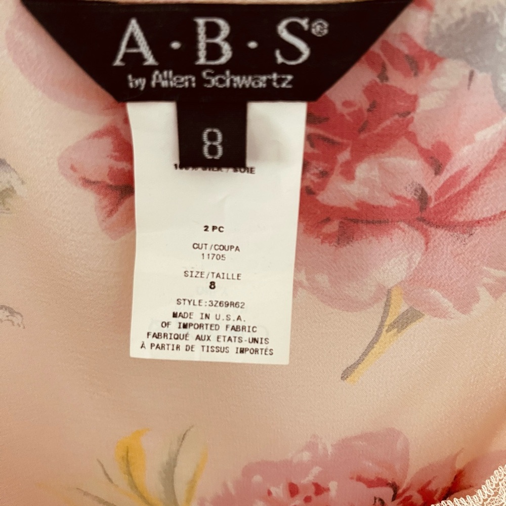 Allen B. By Allen Schwartz Silk Floral Dress in Pink and Cream - Picture 3 of 6